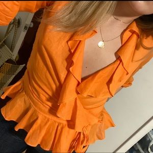 Vintage Ralph Lauren Orange Wrap Blouse Size Small